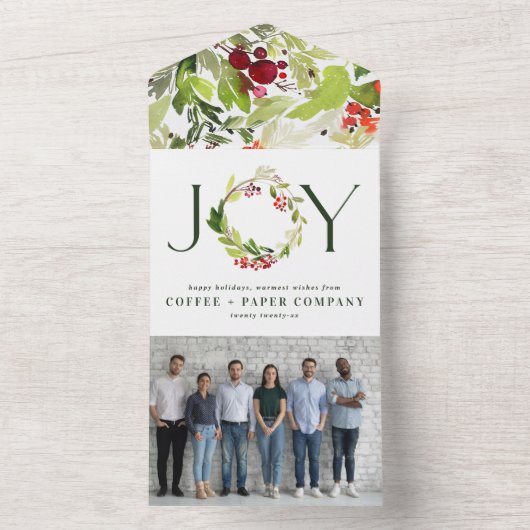 水の色のベリーの企業の喜び写真 オールインワン招待状 (内側)