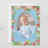 水の色のベリー甘い最初の男の子誕生日の写真 招待状 (裏面)