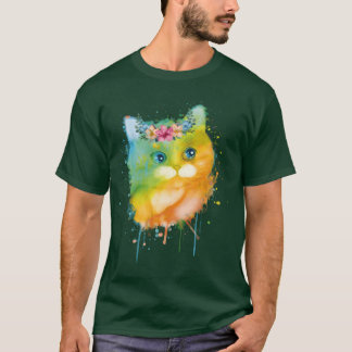 水の色のペット猫Meowcat愛猫かわいい猫のgir Tシャツ