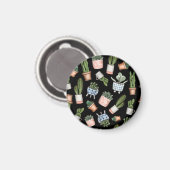 水の色のホームプラントブラックシームレス マグネット (正面/裏面)