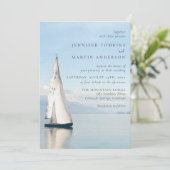 水の色のボート航海の湖結婚式招待状 招待状 (スタンド正面)