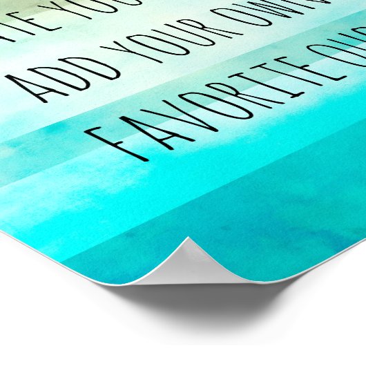 水の色のポスストライプター独自の引用文を作成 ポスター (角)