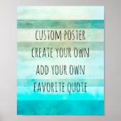 水の色のポスストライプター独自の引用文を作成 ポスター (正面)
