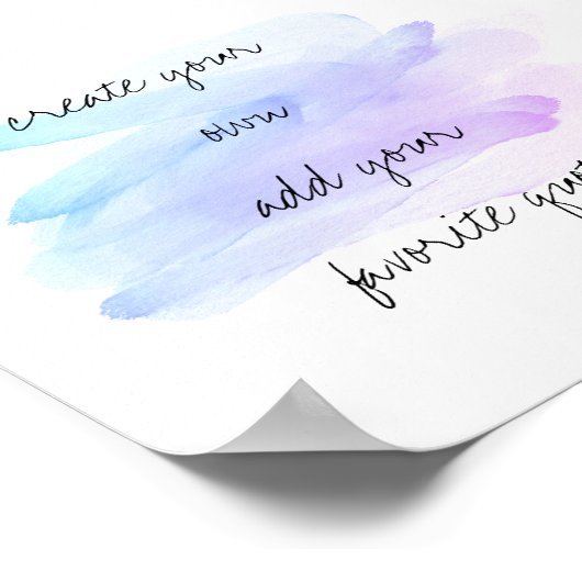 水の色のポスター独自の引用文ウォールアートを作成 ポスター (角)