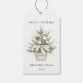 水の色のポッテ素朴ッドクリスマスツリー ギフトタグ (正面)
