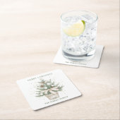 水の色のポッテ素朴ッドクリスマスツリー スクエアペーパーコースター (インサイチュ)