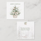 水の色のポッテ素朴ッドクリスマスツリー スクエア名刺 (正面/裏面)