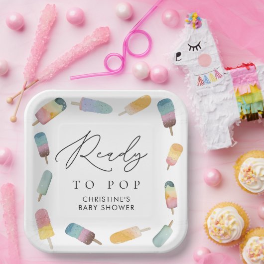 水の色のポップシクル準備ポップ・アートの赤ちゃんシャワー ペーパープレート (パーティー)