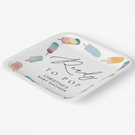 水の色のポップシクル準備ポップ・アートの赤ちゃんシャワー ペーパープレート (傾斜あり)