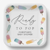 水の色のポップシクル準備ポップ・アートの赤ちゃんシャワー ペーパープレート (正面)