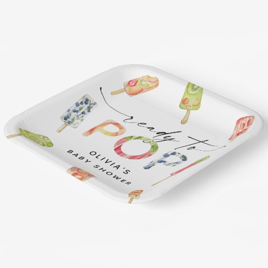 水の色のポップシクル準備ポップ・アートの赤ちゃんシャワー ペーパープレート (傾斜あり)