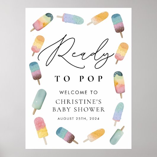 水の色のポップシクル準備ポップ・アートの赤ちゃんシャワー ポスター (正面)