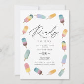 水の色のポップシクル準備ポップ・アートの赤ちゃんシャワー 招待状 (正面)