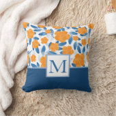 水の色のポピーと葉パターン クッション (ブランケット)