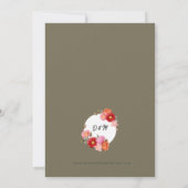 水の色のポピーの上Martiniオリーブグリーン 招待状 (裏面)