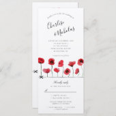 水の色のポピーの招待w rsvp attached 招待状 (正面/裏面)