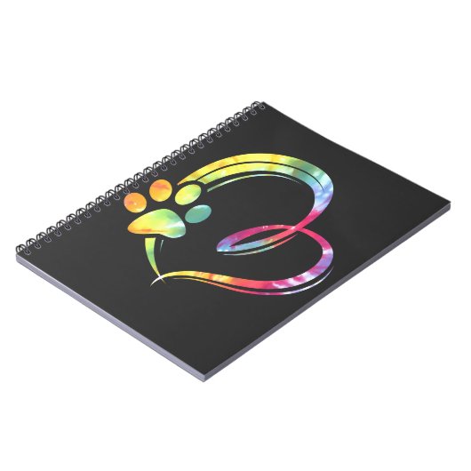 水の色のポーとハートデザインドッグ恋人 ノートブック (左側)