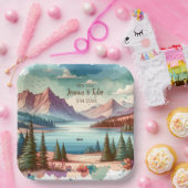 水の色のマウンテンビュ結婚ー ペーパープレート (パーティー)