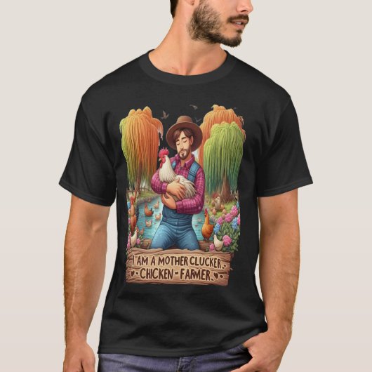 水の色のマザークラウッカーチキン農家 Tシャツ (正面)