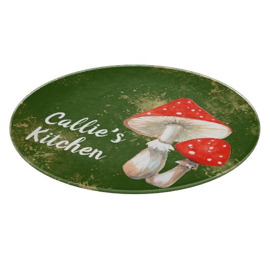 水の色のマッシュルームパーソナライズされたキッチン カッティングボード (角)