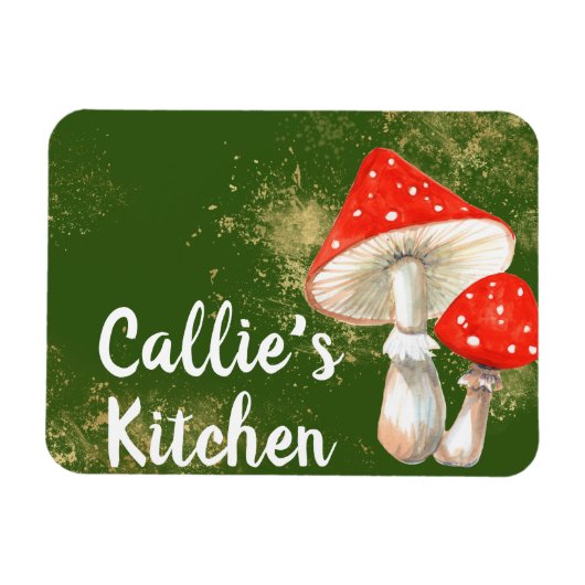 水の色のマッシュルームパーソナライズされたキッチン マグネット (横)