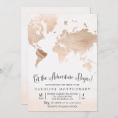 水の色のマップ旅行ブライダルシャワー招待 招待状 (正面/裏面)