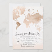 水の色のマップ旅行ブライダルシャワー招待 招待状 (正面)