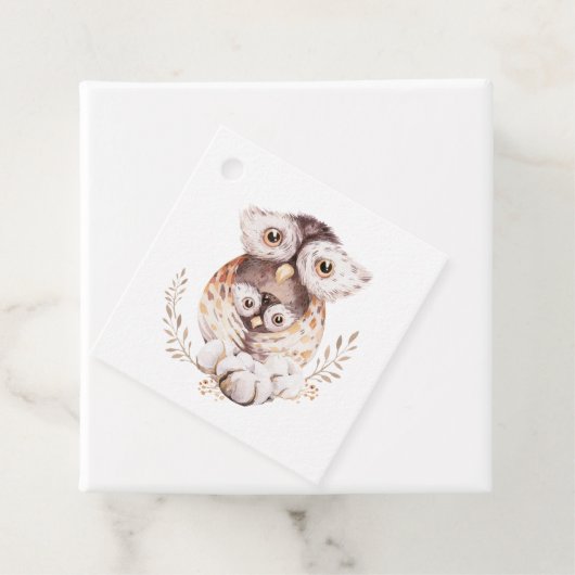 水の色のママとベビーフクロベビーシャワー フェイバータグ (インサイチュ)