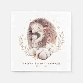 水の色のママとベビーヘッジホッグ赤ちゃんシャワー スタンダードカクテルナプキン