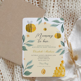 水の色のママに蜂はちみつ甘い赤ちゃんシャワー 招待状