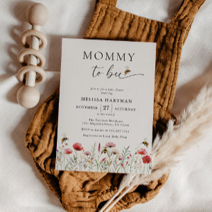 水の色のママへビー山花ベビーシャワー 招待状