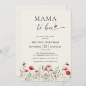 水の色のママへビー山花ベビーシャワー 招待状 (正面/裏面)