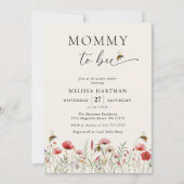 水の色のママへビー山花ベビーシャワー 招待状 (正面)