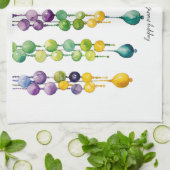 水の色のマルディグラビーズの文字列 キッチンタオル (折り畳み)