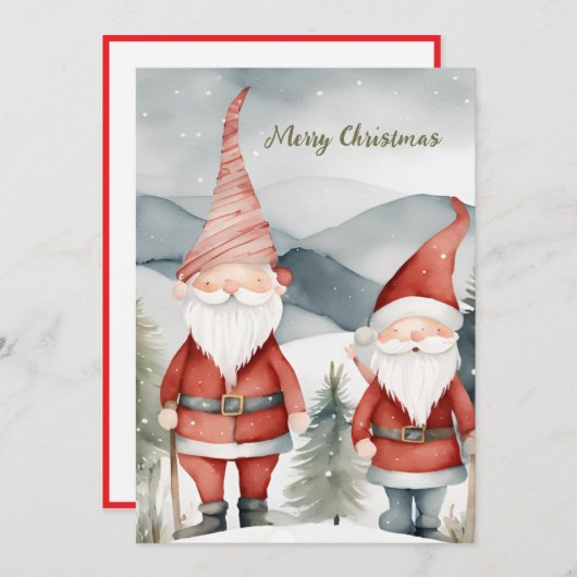 水の色のミニマリストのサンタ企業のクリスマス シーズンカード (正面/裏面)