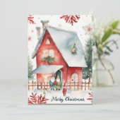 水の色のミニマリストのサンタ企業のクリスマス シーズンカード (スタンド正面)