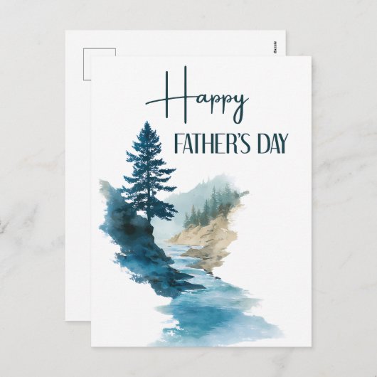 水の色のミニマリストの父の日 シーズンポストカード (正面/裏面)