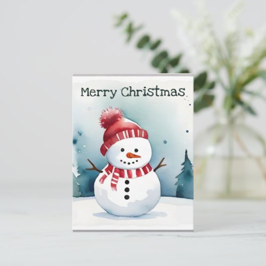 水の色のミニマリストクリスマス ポストカード (スタンド正面)