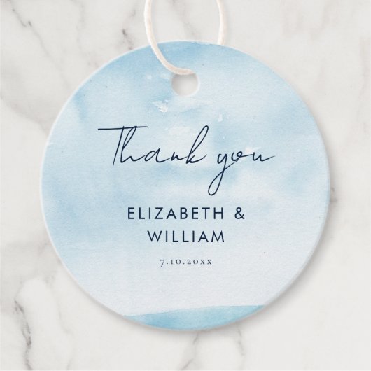 水の色のミニマリストスクリプトありがとうござ結婚う フェイバータグ (正面)