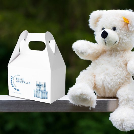 水の色のミニマリスト赤ちゃんシャワーボーイ フェイバーボックス