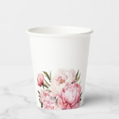 水の色のミニマルなペオуニの赤ちゃんシャワー 紙コップ (裏面)