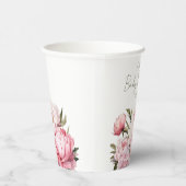 水の色のミニマルなペオуニの赤ちゃんシャワー 紙コップ (右)