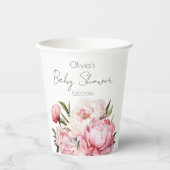 水の色のミニマルなペオуニの赤ちゃんシャワー 紙コップ (正面)