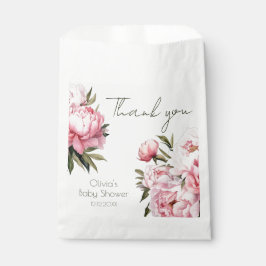 水の色のミニマルな牡丹エレガントの赤ちゃんシャワー フェイバーバッグ