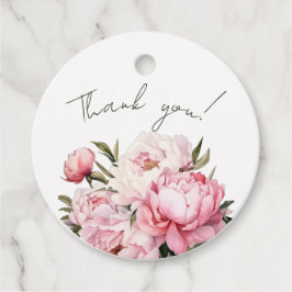 水の色のミニマルな牡丹ベビーシャワー フェイバータグ