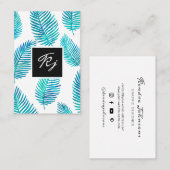 水の色のミニマルな葉 名刺 (正面/裏面)