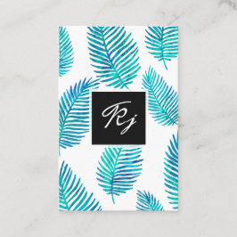 水の色のミニマルな葉 名刺