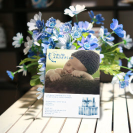 水の色のミニマルな赤ちゃんシャワー男の子の写真 インビテーションポストカード