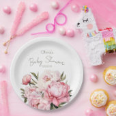 水の色のミニマルエレガント主義の牡丹の赤ちゃんシャワー ペーパープレート (パーティー)