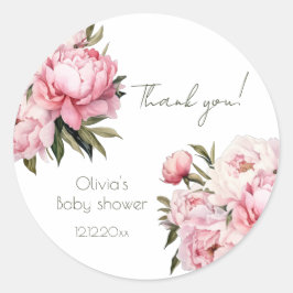水の色のミニマルエレガント主義Peony赤ちゃんシャワー ラウンドシール